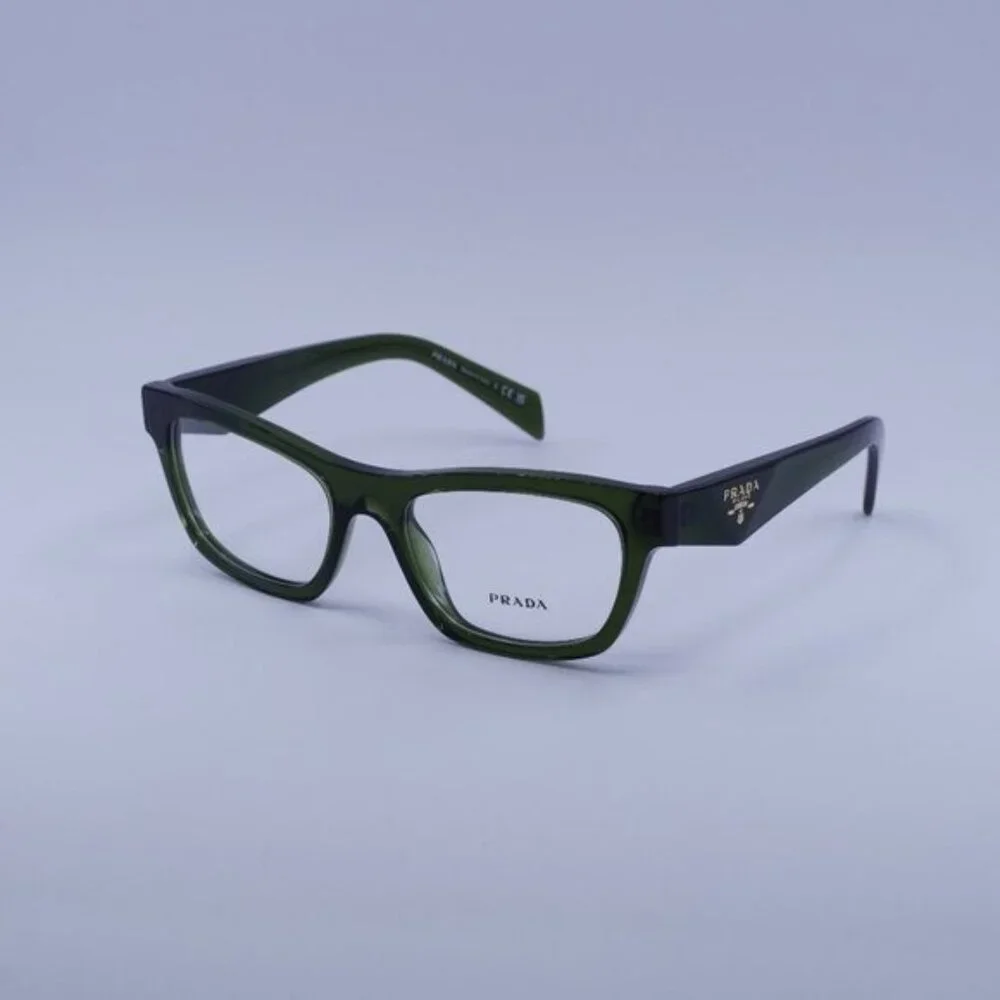 Prada PRB01V 19Z1O1 Eyeglasses Transparent Bottle Green 54mm Cat Eye Frame - Picture 1 of 10